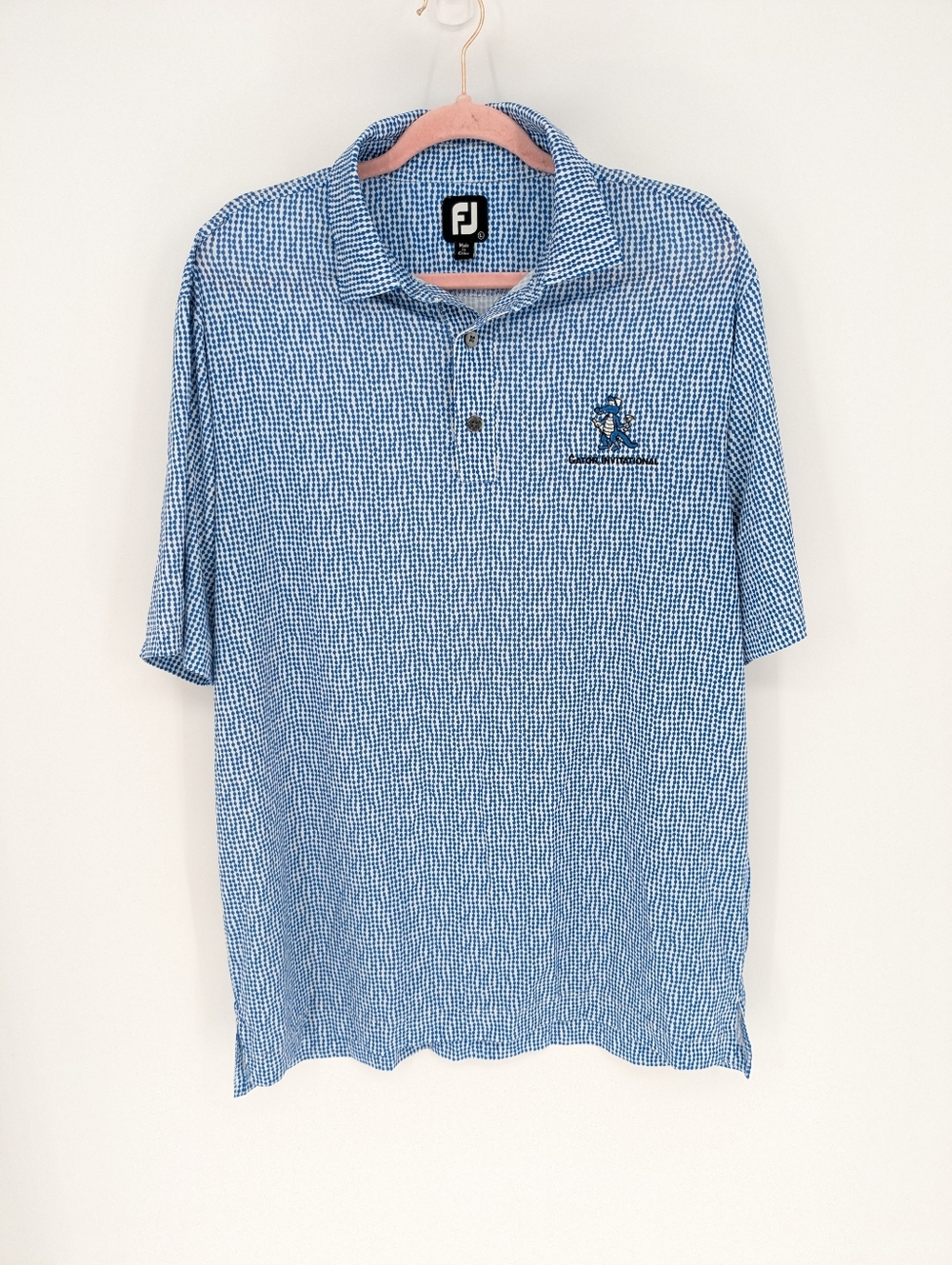 Footjoy FJ Polo Shirt Men's LBlue Geometric Gator Invitational Golf Performance